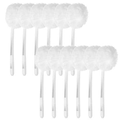 12 Pack Toilet Bowl Brush Soft Swab, 11 Inch Toilet Bowl Mops Cotton, White Reusable Long Plastic Handled Cleaners Scrubber Mop with Silk Cotton for Toilets, Sink, Bathtub, Without Cone Cup