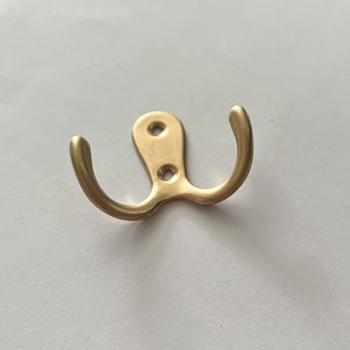 2 Pcs Double Prong Robe Hooks, Dual Coat Hooks Wall Mounted Hanging Clothes for Bathroom Bedroom Door Wall Retro Metal Cloth Hanger Double Coat Hooks with 4 Screws (Rose Gold) - color: Rose Gold