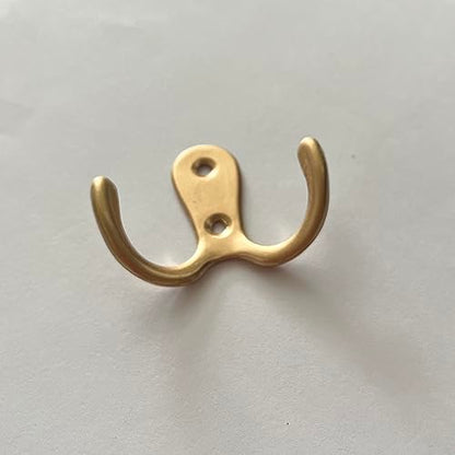 2 Pcs Double Prong Robe Hooks, Dual Coat Hooks Wall Mounted Hanging Clothes for Bathroom Bedroom Door Wall Retro Metal Cloth Hanger Double Coat Hooks with 4 Screws (Rose Gold) - color: Rose Gold