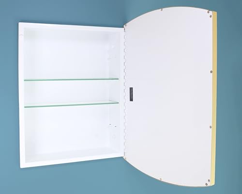 16x20 Harper Crescent Metal Framed Rectangle Recessed Bathroom Medicine Cabinet, Arced Mirror, 14x18 in-Wall Opening, Adjustable Glass Shelves, Magnet Close, Gold - color: Gold, size: 16x20