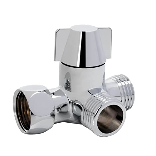 NearMoon Solid Brass G1/2" Shower Arm, 3-Way Diverter Valve for Handheld and Fixed Spray Head, Bathroom Component for Showerhead Combo T-Adapter (Movable Nut, Chrome Finish) - color: Chrome Finish, size: Movable Nut