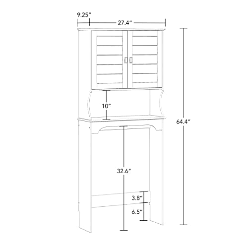 RiverRidge Brookfield Over the Toilet Spacesaver Medicine Cabinet, White | Bathroom Storage, Adjustable Shelves, Plantation-Style Shutter Doors, Rectangular Handles, Linen Storage Cabinet Organizer