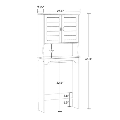 RiverRidge Brookfield Over the Toilet Spacesaver Medicine Cabinet, White | Bathroom Storage, Adjustable Shelves, Plantation-Style Shutter Doors, Rectangular Handles, Linen Storage Cabinet Organizer
