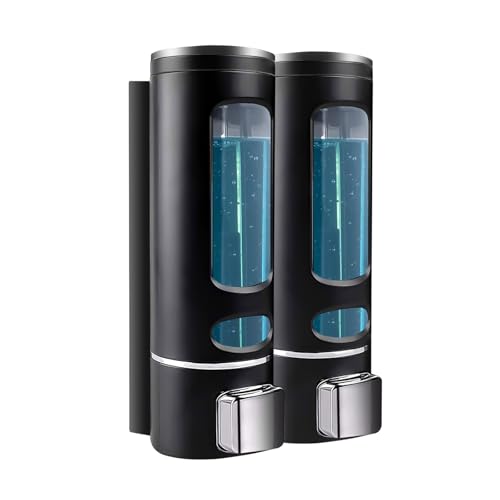 Shampoo and Conditioner Dispenser - 800ML Wall-Mounted Shower Shampoo Dispenser No Drill Body Wash Soap Dispenser for Shower, Bathroom, Hotel (2 Chamber) - size: 800ML