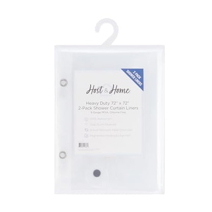 Arkwright Heavy Duty Shower Curtain Liner - 2 Pack - 100% Waterproof, 8G PEVA with Rust-Proof Metal Grommets & Weighted Hem, Standard Size for Bathroom, 72 x 72 in, Clear