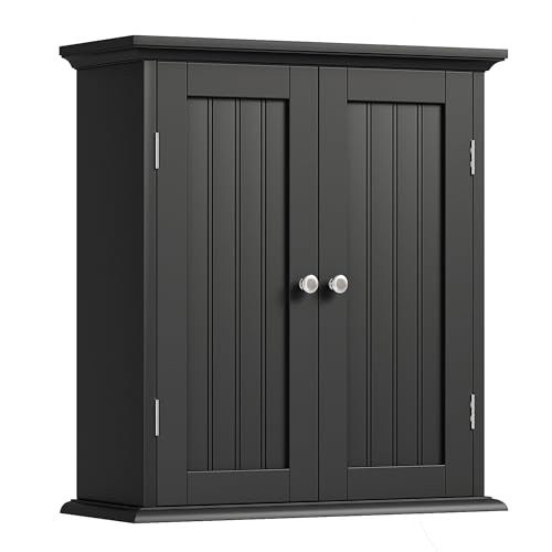 ChooChoo Bathroom Wall Cabinet with 2 Doors, Over The Toilet | 8.8"D x 21.1"W x 24"H, Medicine Cabinet, Adjustable Shelves, Cupboard, Black - color: Black, size: 8.8"D x 21.1"W x 24"H