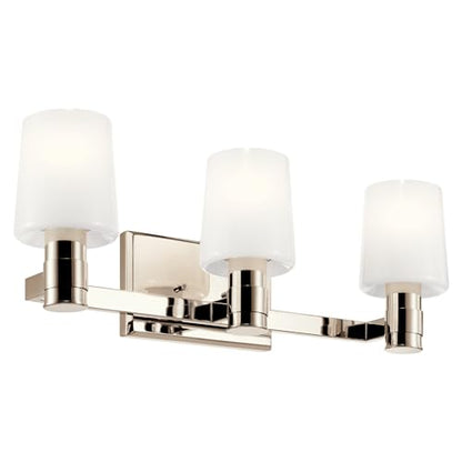 Kichler Adani 3-Light Bathroom Vanity Light, Polished Nickel | Modern vanity light with opal glass for bathrooms and powder rooms (24" x 8.25"), 55176PN - color: Polished Nickel, size: 24"