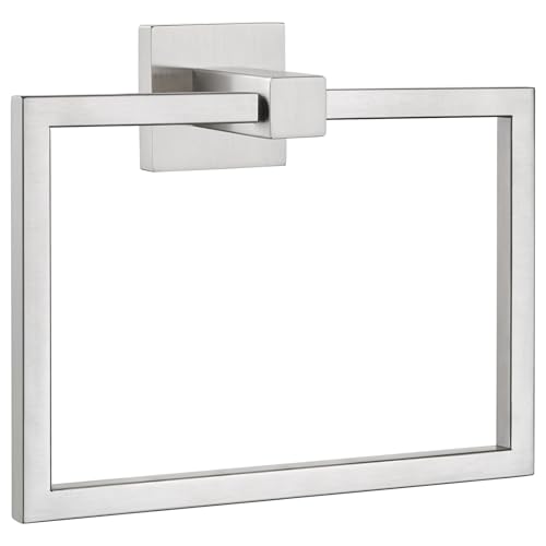 Square Towel Ring for Bathroom, Brushed Nickel, 304 Stainless Steel | 180° Swivel Towel Holder, Easy Towel Access, Spacious 6.3" Inner Ring, Easy Drilling Wall Mounted for Sink Vanity Kitchen - color: Brushed Nickel
