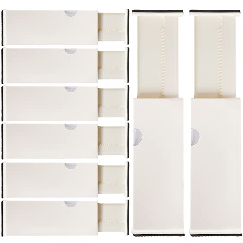 8 Drawer Organizer and Dividers, Organize Silverware and Utensils in Home Kitchen, Divider for Clothes in Bedroom Dresser, Designed to Not Snag Underwear and Bra Fabrics, Bathroom Storage Organizers - size: 4" Tall, 11"-17" Long, 8 Pack