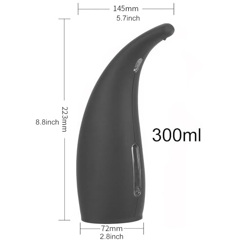 Automatic Soap Dispenser, Rubber Black | 4 Levers Adjustable, Touchless Liquid Dispenser, Infrared Motion Sensor, Waterproof, 300ml/11oz - color: Black