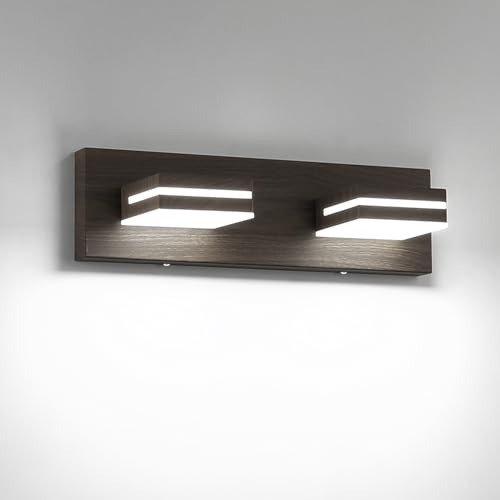 SineRise LED Modern Bathroom Vanity Light Fixtures, Modern Acrylic Bathroom Wall Lighting Fixtures Over Mirror, 2-Light, 15.5-Inch, Brown, White - color: Brown, White, size: 2-Light, 15.5-Inch