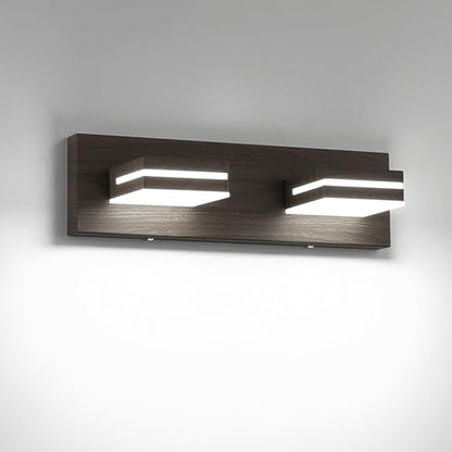SineRise LED Modern Bathroom Vanity Light Fixtures, Modern Acrylic Bathroom Wall Lighting Fixtures Over Mirror, 2-Light, 15.5-Inch, Brown, White - color: Brown, White, size: 2-Light, 15.5-Inch