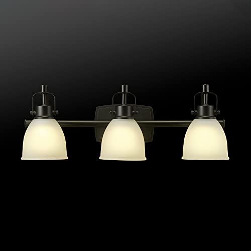 Globe Electric 52090 Gilroy 3-Light 25W Integrated LED Vanity Light with Selectable Color Temperature, Matte Black, Frosted Glass Shades, 1780 Lumens, 3000K-4000K-5000K Switch, Energy Star Certified - color: Matte Black, Frosted Glass