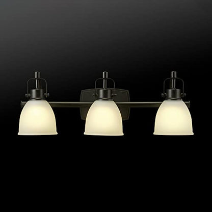 Globe Electric 52090 Gilroy 3-Light 25W Integrated LED Vanity Light with Selectable Color Temperature, Matte Black, Frosted Glass Shades, 1780 Lumens, 3000K-4000K-5000K Switch, Energy Star Certified - color: Matte Black, Frosted Glass
