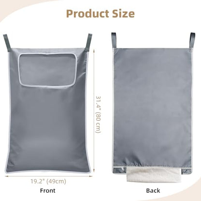2 Pack Hanging Laundry Hamper, 31.4x19.2 in, Gray | 2 Pack Door Hanging Laundry Bags with Two Hook Styles 600D Oxford Fabric Tear Resistant for Bedroom and Bathroom - color: GRAY2