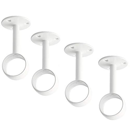 Alise Curtain Rod Holder 32mm Dia,Closet Rod Holders Stainless Steel,4 Pcs | Curtain Rod Ceiling Mount,Ceiling Mounted Curtain Rod Flange Brackets,Ceiling Curtain Rod Brackets,for Bathroom,White Finish - color: White Finish, size: 32mm/1-1/4 Inch Dia.