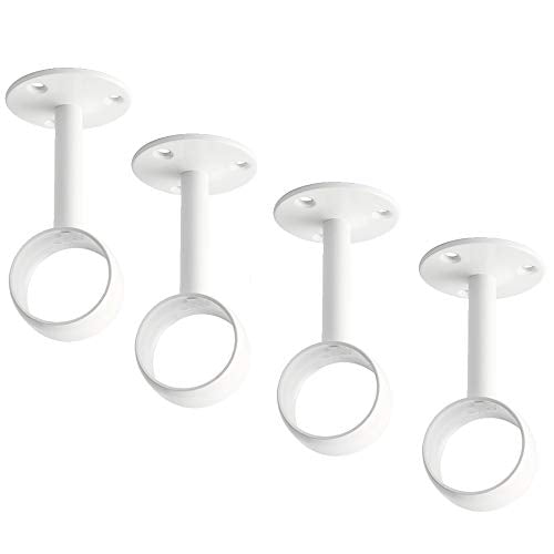 Alise Curtain Rod Holder 32mm Dia,Closet Rod Holders Stainless Steel,4 Pcs | Curtain Rod Ceiling Mount,Ceiling Mounted Curtain Rod Flange Brackets,Ceiling Curtain Rod Brackets,for Bathroom,White Finish - color: White Finish, size: 32mm/1-1/4 Inch Dia.