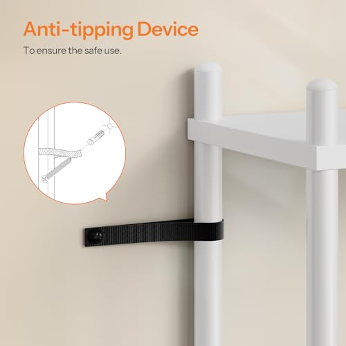 HOOBRO Over the Toilet Storage, 3-Tier Over Toilet Bathroom Organizer, Freestanding Above Toilet Shelf with Adjustable Feet, Space Saving, Easy Assembly, White WW63TS01 - color: White + White
