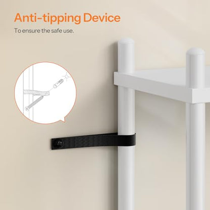 HOOBRO Over the Toilet Storage, 3-Tier Over Toilet Bathroom Organizer, Freestanding Above Toilet Shelf with Adjustable Feet, Space Saving, Easy Assembly, White WW63TS01 - color: White + White