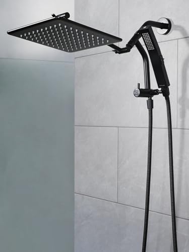 G-Promise 10 Inch All Metal Rain Shower Head with Handheld (Matte Black) | Full Body Coverage, Pause Mode Diverter, Power Wash Mode Handheld, Suits Every Height, Easy to Install, Modern Bath Upgrade - color: Matte Black, size: 10 Inches