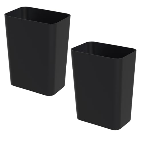 Xyskin 3 Gallon Rectangular Wastebasket, Plastic Trash Bin, Pack of 2 | Garbage Can Under Desk, Trash Bins Fits Narrow Space, Slim Space-Saving Deskside Garbage Can for Bathroom, Bedroom, Office
