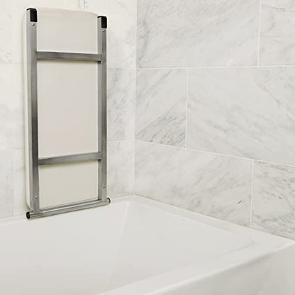 Hermosa 32" x 13.5" Back Wall-Mount Folding White Padded Tub Seat for Adults - color: Naugahyde White