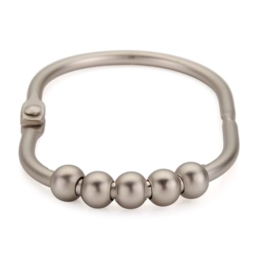 Shower Curtain Hooks Shower Rings for Curtain Brushed Nickel 12PCS | Rust Proof Stainless Steel, Heavy Duty Shower Hooks Rings for Bathroom Shower Rods Curtains Liners, Easy Glide Rollers - color: Oval Shape - Brushed Nickel