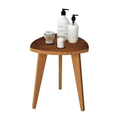 Teak Shower Stool and Foot Rest, Solid Wood Stool Near Bathtub, Small Stool, Plant Stool for Living Room, Bathroom, Bedroom