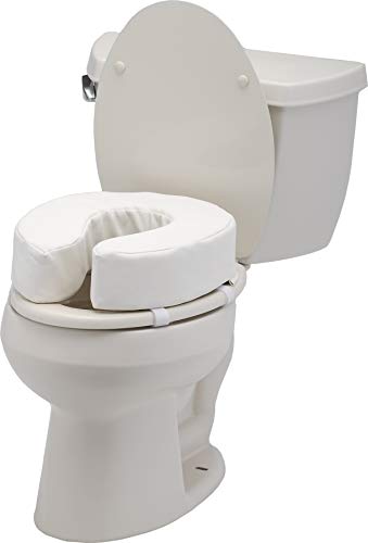 NOVA Medical Products Toilet Seat Cushion and Riser, 4” Padded Toilet Seat Attachment Cover, for Standard and Elongated Toilet Seats, Vanilla
