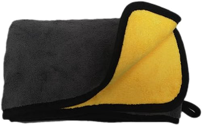 Large Microfiber Drying Towel for Car, Great Thick Soft Plush Towels, 36 x 24inches 800GSM Thickness, Quality, Washable, Absorbency No Scratch Lint Free Drying Towel (36 x 24inches,Grey-Yellow,1pack) - color: 36 X 24inches,grey-yellow,1pack