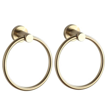 BGL 2-Pack Brushed Gold Towel Rings for Bathroom, 304 Stainless Steel Wall Mount Towel Holder Set, Rustproof Bath & Kitchen Accessories with Modern Matte Finish - color: Brushed Gold(2pack)