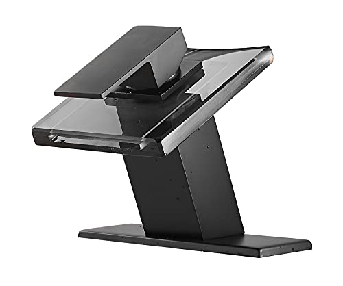 Black Bathroom Faucet Waterfall Spout and Single Handle Wide Glass Spout 1 Hole Faucet for Bathroom Sink Modern Bath Basin Faucet Lavatory Vanity | Bathroom Sink Modern Bath Basin Faucet Lavatory Vanity - color: Black, style: No Led light
