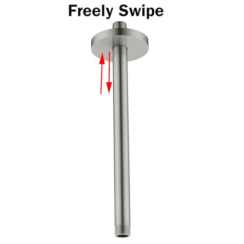 RANDOM Brushed Nickel Shower Arm with Flange 12 Inches Ceiling Mount Shower Head Extension Straight Arm Ceiling-Mounted For Fixed Shower Head.RD-91038-12BN - color: 12″ Brushed Nickel(Round Flange)