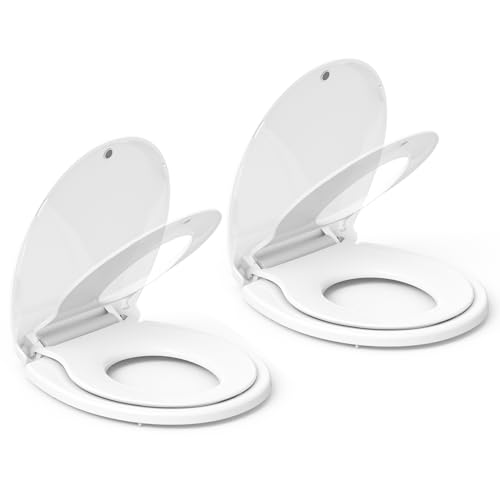 GarveeTech Toilet Seat With Toddler Seat Built In, Round Toilet Seat for Potty Training, Fits Both Adults and Children, Slow Close and Magnetic Closure - Ideal for Family Bathroom(Round White 2pcs) - color: White 2 pcs, size: Round