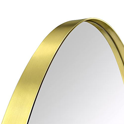 Brushed Gold Oval Recessed Bathroom Medicine Cabinet with Mirror Stainless Steel Metal Framed Oblong Pill Shaped Bathroom Cabinet with Mirror 16x33'' - color: Brushed Gold