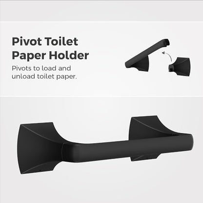 Pfister Bruxie Toilet Paper Holder, Bathroom Tissue Roll Holder, Wall-Mounted, Screw-In, Matte Black Finish, BPHBIE0B - color: Matte Black