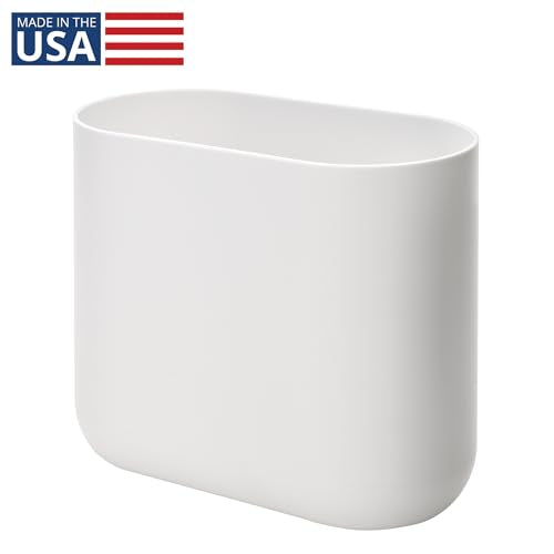 iDesign Small Slim Plastic Bathroom Trash Can, White | Bedroom, Office, Desk, Dorm - color: White, style: Pack of 1