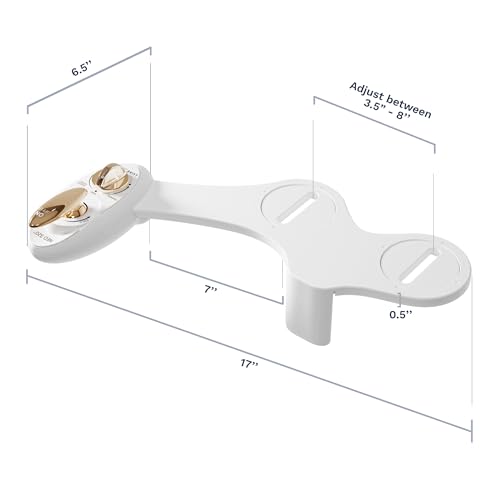 LUXE Bidet NEO 320 - Warm Water Bidet Attachment for Toilet Seat, Gold | Non-Electric, Warm Water, Dual Nozzle, Self-Cleaning, Adjustable Water Pressure, Rear & Feminine Wash - color: Gold