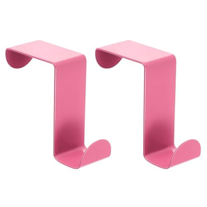 uxcell Over The Door Hooks,2pcs - Stainless Steel Door Hangers Hooks, S-Shaped Double Hooks for Hanging Clothes, Hats, Towels (Pink) - color: Pink