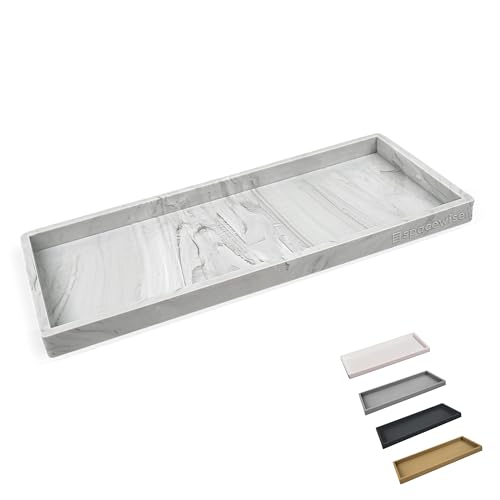 Spacewiser Silicone Countertop & Vanity Tray – 11.7” Bathroom Counter Tray | Bathroom Tray, Bathroom Tray Countertop, Tray for Bathroom Counter, Silicone Kitchen Tray for Counter & Countertop Organizer - color: Marble Design, size: Large 11.7”