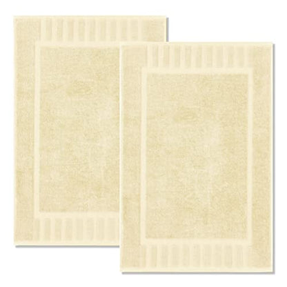 White Classic Luxury Bath Mat Floor Towel Set - Absorbent Cotton Hotel Spa Shower/Bathtub Mats [Not a Bathroom Rug] 22"x34" | 2 Pack | Beige - color: 08: Beige