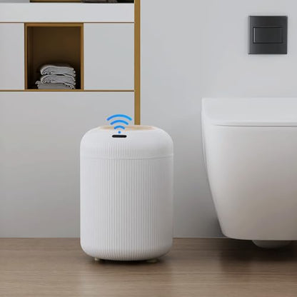 URALFA Bathroom Trah Can with Lid, Motion Sensor Trash Can Touchless | 3 Gallon Automatic Bathroom Garbage Can, Smart Trash Bin for Bedroom, Office, Restroom, Removable Legs, White and Gold - color: White