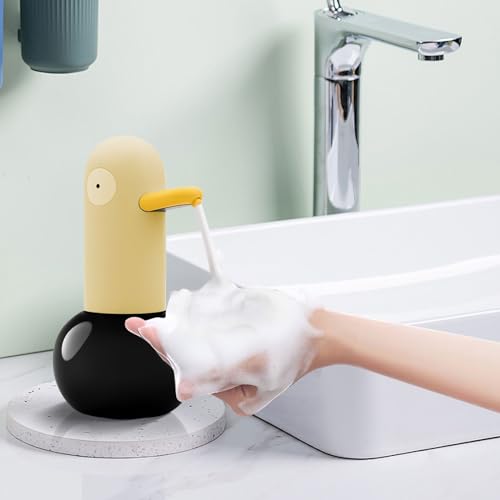 Automatic Foaming Soap Dispenser Duck Head Soap Dispenser | 2-Speed Adjustable Touchless Cute Foaming Hand Soap Dispenser for Bathroom Kitchen, USB Rechargeable, 13.5oz (Blue) - color: Blue