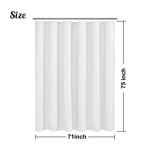 Embossed Microfiber Long Shower Curtain Liner 71 x 75, White | Machine Washable, Bottom Magnets, Water Repellent, 71x75 Inches Soft Fabric Shower Curtain for Bathroom - color: White, size: 71"W x 75"L (Pack of 1)