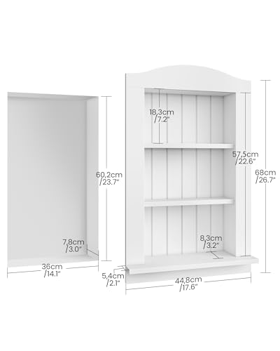 Recessed Wall Niche, 3-Tier Recessed Medicine Cabinet, Bathroom Cabinet Wall Mount, Bamboo Medicine Organizer, Wall Storage Cabinet, for Bathroom, Living Room, Kitchen, White - size: 17.6"L x 2.1"W x 26.7"H