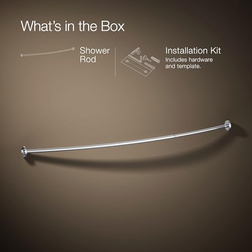 KOHLER K-9351-S Expanse Curved Shower Rod, Contemporary Design, Adjustable Fit 60-76", Polished Stainless - color: Polished Stainless