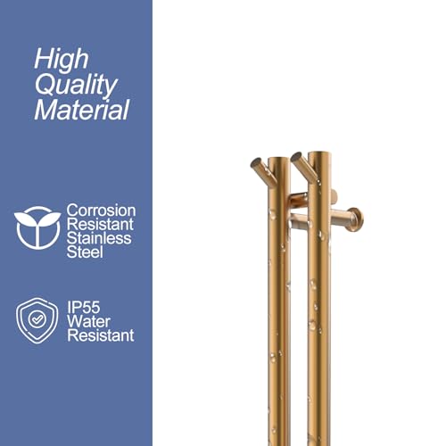 Heated Towel Rack, Towel Warmer with Timer, Wall Mounted hot Towel Warmer Rack for Bathroom, Hardwired or Plug-in Models Vertical Towel Heater, 2 Vertical Rack Round Design (Gold) - color: Gold