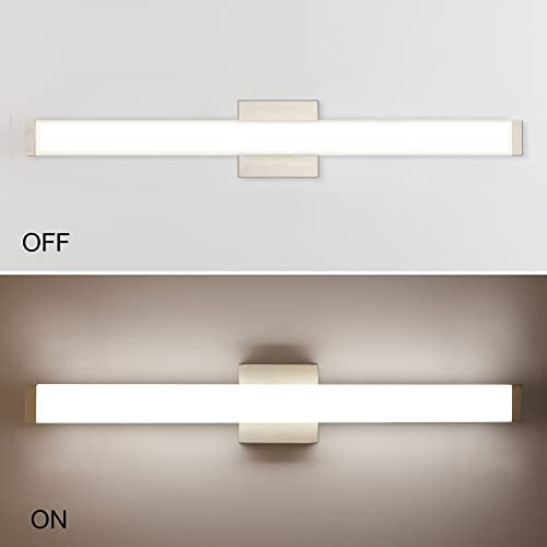 Bathroom Vanity Light Brushed Nickel Square LED 24 inch 14W 4000K Natural White Light Wall Bar Lighting Fixtures Over Mirror (Brushed Nickel, 33.5 inch 5CCTDimmable) - color: Brushed Nickel, size: 33.5 inch 5CCTDimmable