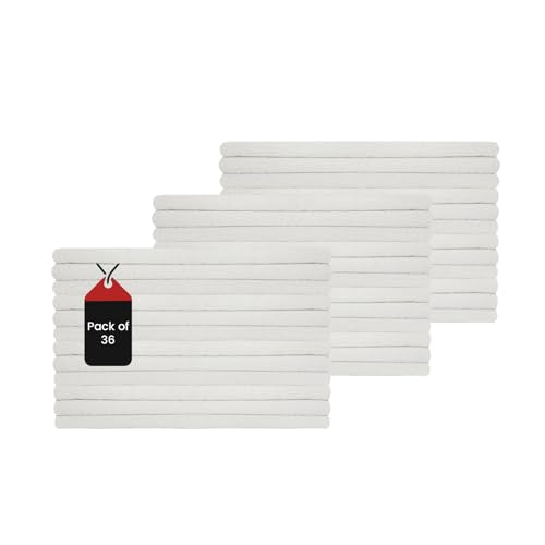 Premium White Wash Cloths - 600 GSM, 12 x 12 Inch, Pack of 36, Ring Spun Cotton Blend - Soft, Durable, Absorbent Washcloths for Face and Body, Machine Washable - size: Pack of 36