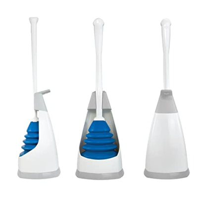 Unger EZ Plunger with No-Drip Carrying Caddy, Tight Seal Toilet Bowl Tool with Portable Holder, Discreet Bathroom Cleaning Supplies, Declogger with Cover, Accordion Shape for Less Splash Back - style: EZ Plunger
